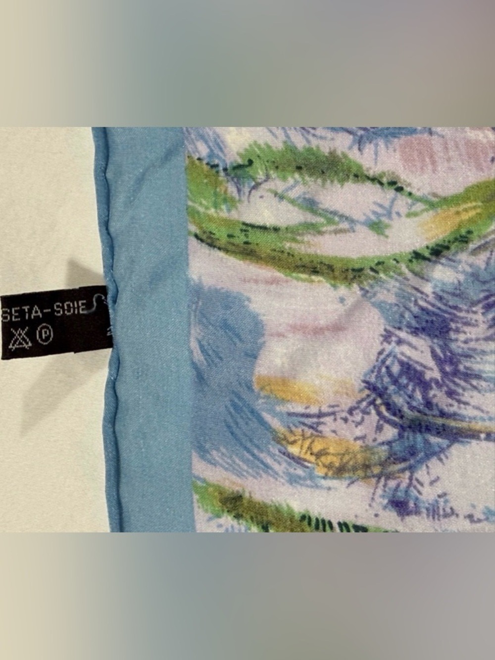 Claude Monet Water Lilies Silk Scarf Blue Museum Art Wrap 62” - Picture 7 of 9